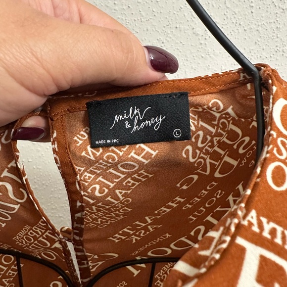 Orange Tie Front Relaxed Blouse - Picture 7 of 9